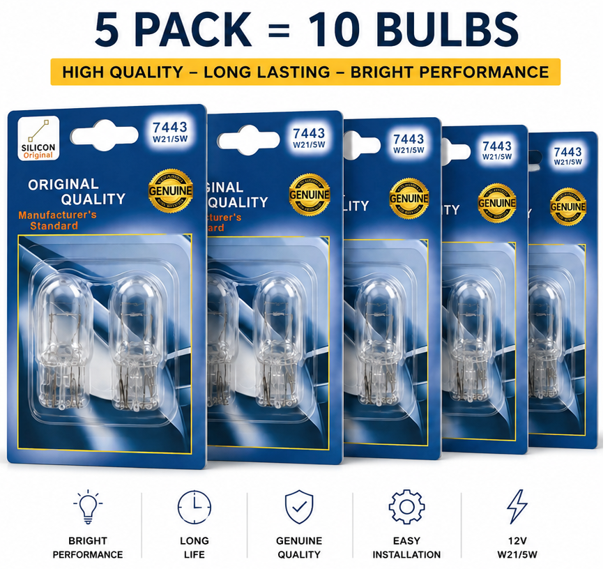 Silicon T20 Replacement Car Vehicle 580 Capless Bulb 12v 21/5w 10 Pack